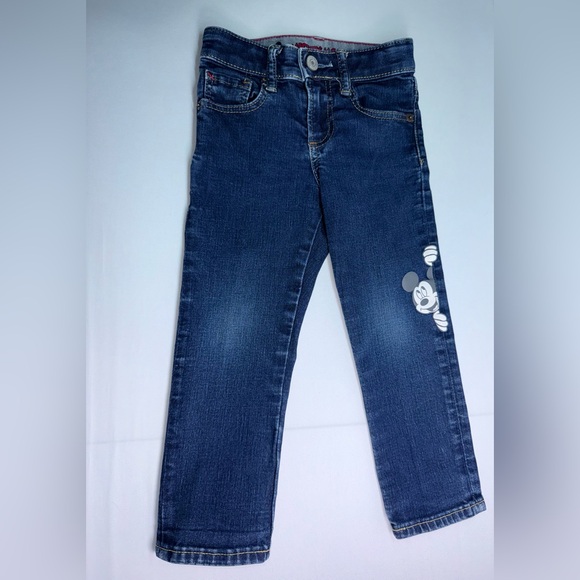 Disney x Baby Gap 3T Mickey Mouse Unisex Toddler Slim Fit Graphic Jeans - Picture 1 of 4